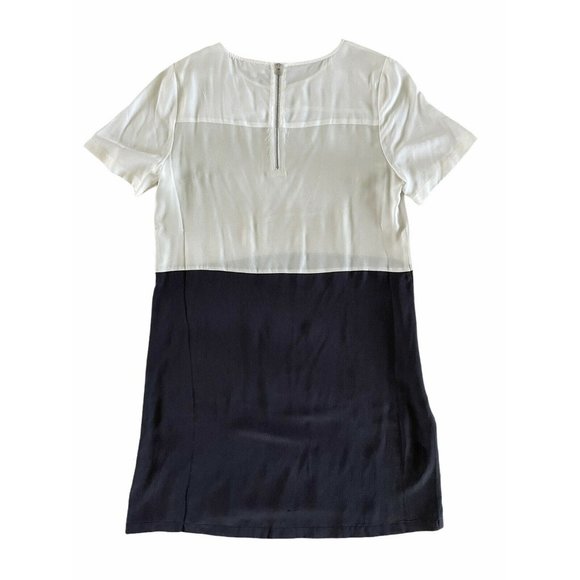 AG Adriano Goldschmeid 100% Silk Short Sleeve Colorblock Dress Gray White L RARE - Picture 2 of 8